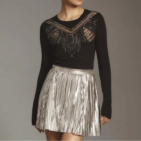 NWT ANTHROPOLOGIE LONG-SLEEVE BEADED APPLIQUÉ TOP Sz XL - Picture 11 of 16